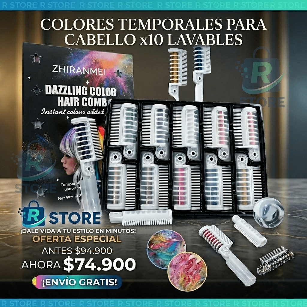Colores Temporales para Cabello x10 🌈 Lavables